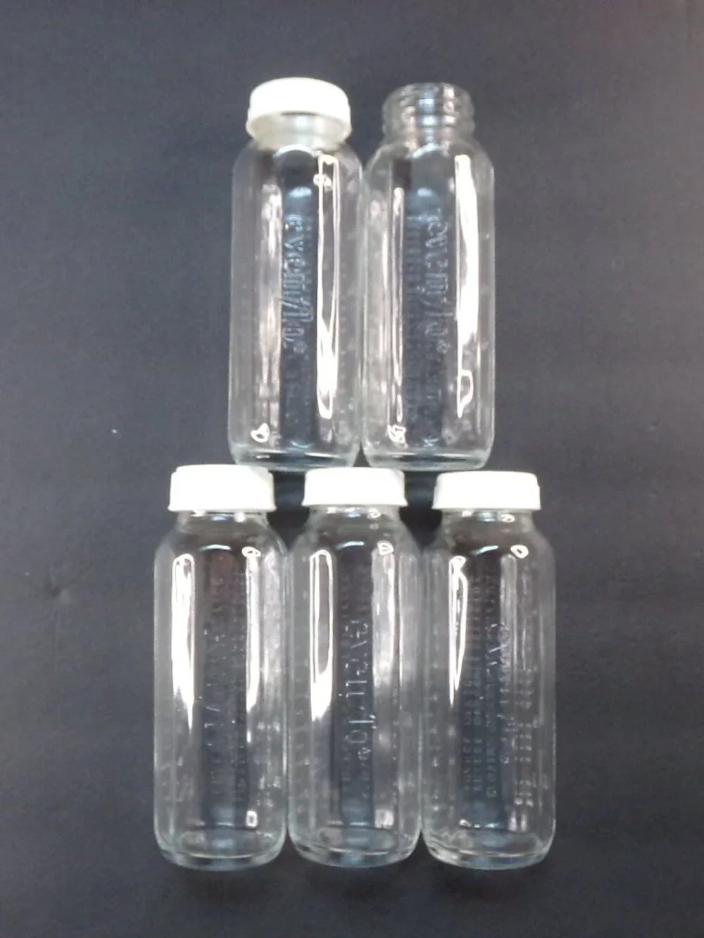 5 Clear Glass Evenflo Baby Bottles 8 ounce